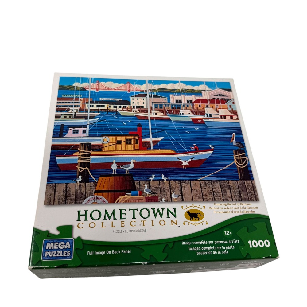 Mega Puzzles Hometown Collection Heronim Fisherman's Wharf 1000 Puzzle UNCOUNTED